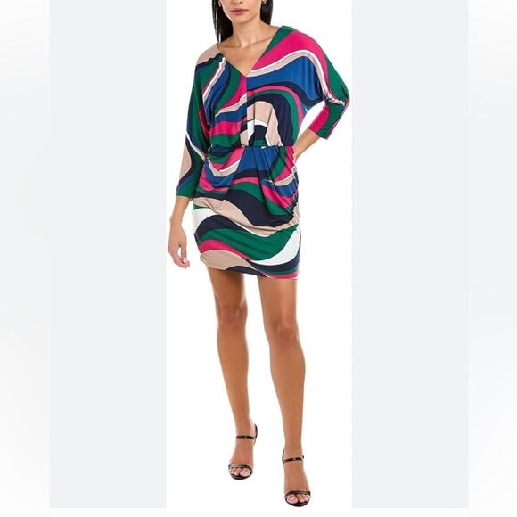 Leota Dresses & Skirts - Trina Turk Women’s Birch Dress Size Medium Colorful Geometric Jersey